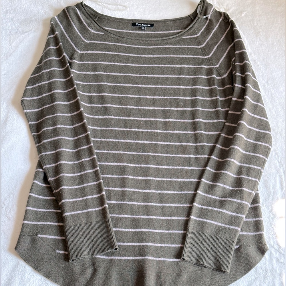 Pink Clover Hunter Green striped sweater